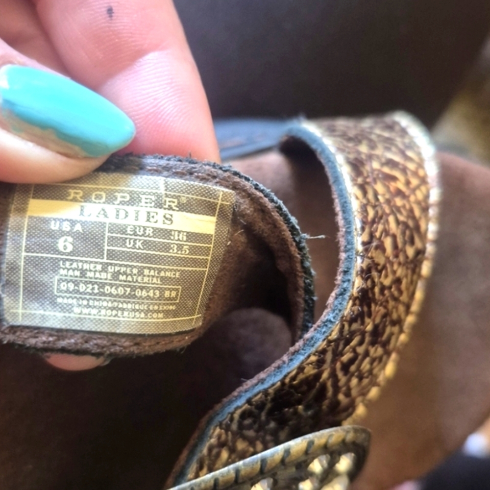 Roper Copper Metallic Buckle Slide Mules - Picture 2 of 6